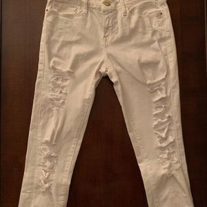 FRAME White Ripped Skinny Jeans